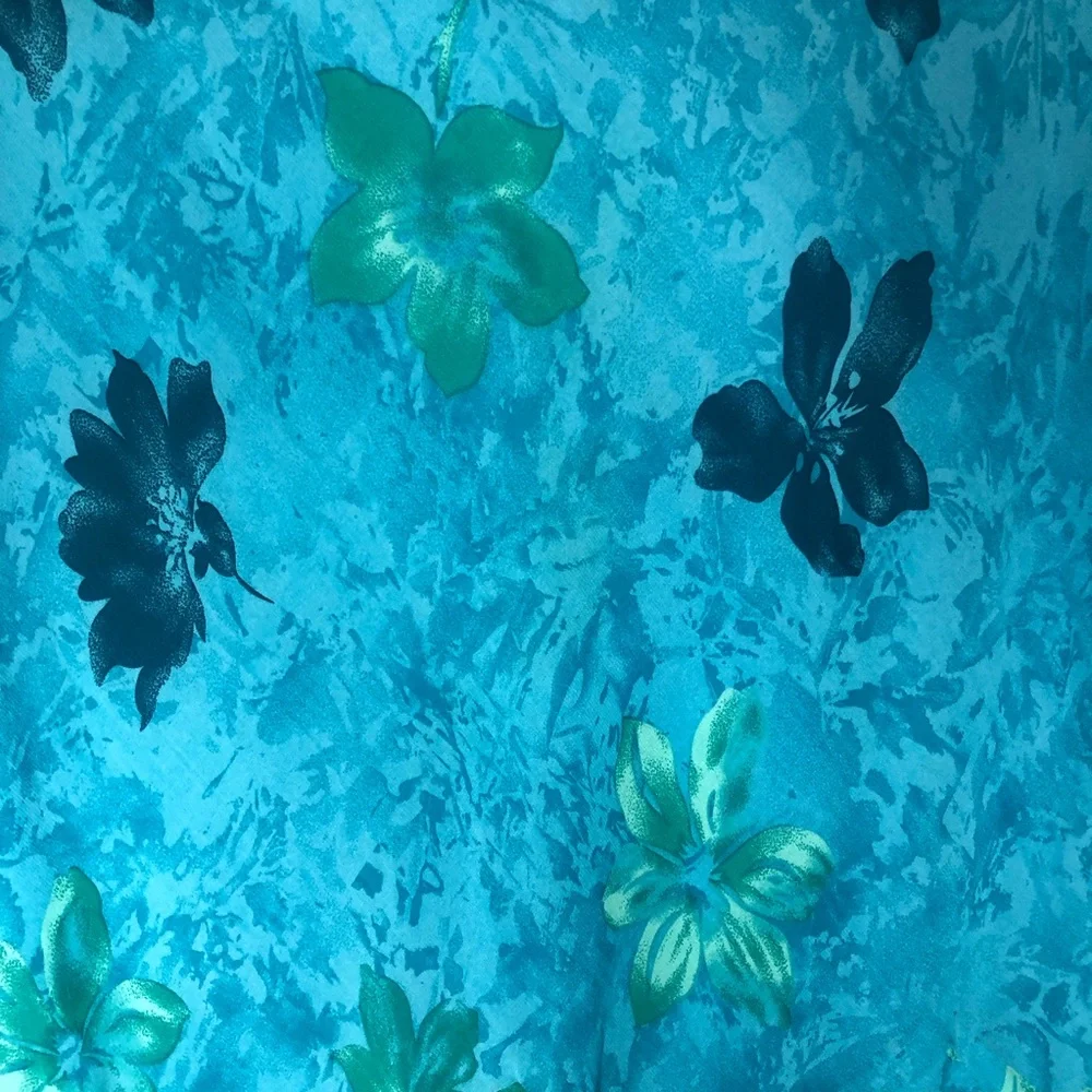 VINTAGE Y2K Fairy Floral Hawaii Tropical Ruffle Midi Skirt Blue and Green XL - Picture 5 of 11